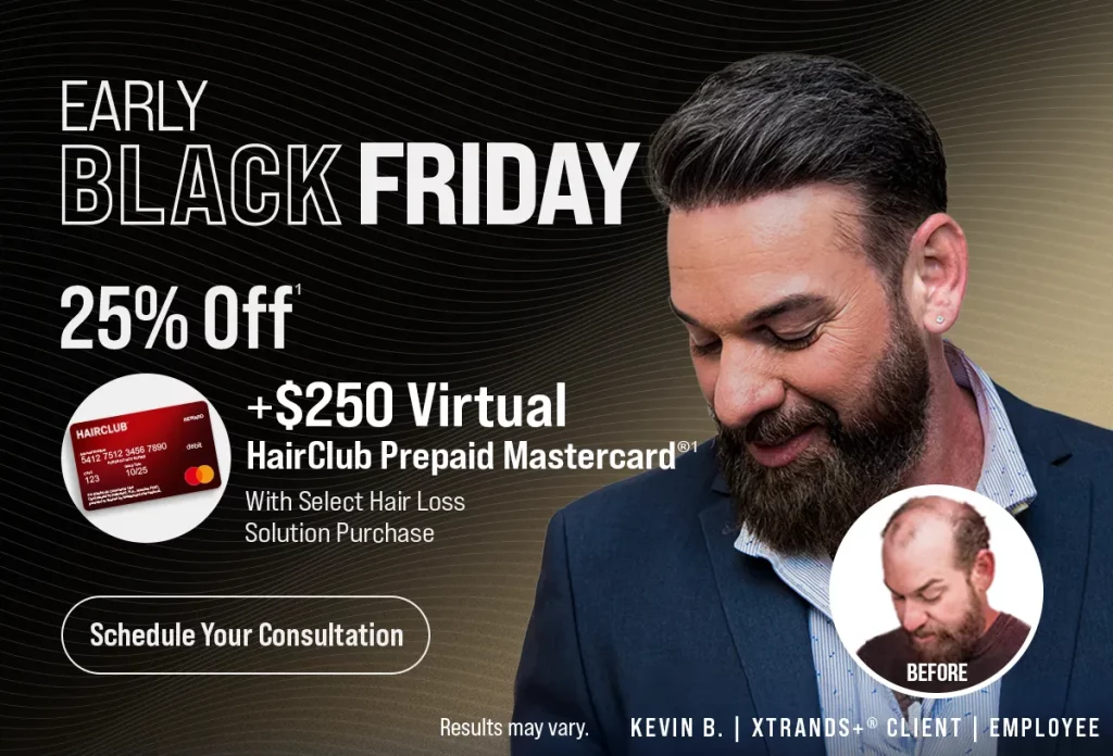 Early Black Friday - 25% Off + $250 Virtual Prepaid Mastercard&reg; With Select Hair Loss Solution Purchase